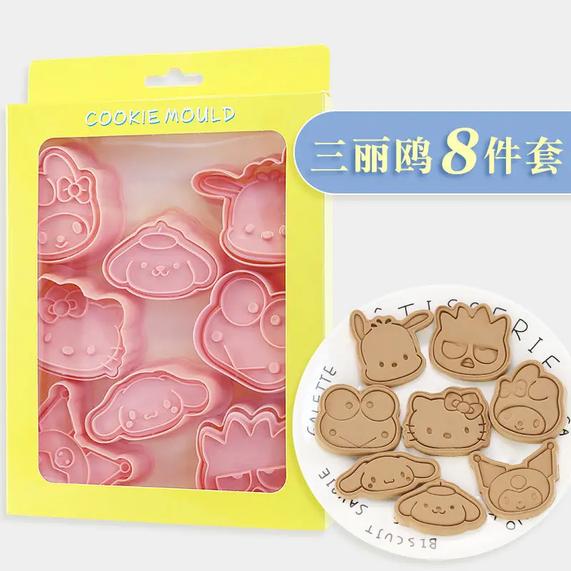 4/8Pcs Kuromi Hello Kitty Melody Cinnamoroll 3D Cartoon Biscuit Mold Cookie Mold Press Diy Baking Accessories Cookie Cutter