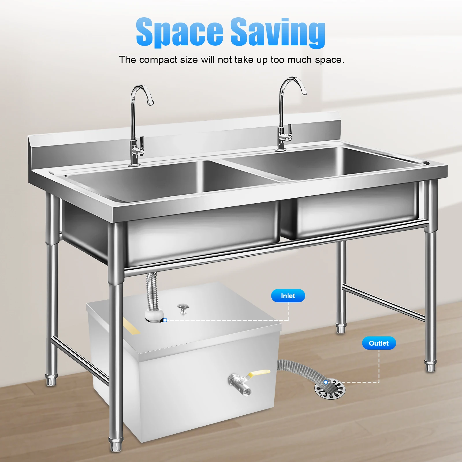 ชุดอุปกรณ์กรองน้ำมันและน้ำเสีย สแตนเลส ขนาด 13.8*9.8*9 นิ้ว ความจุ 20 ลิตร สำหรับร้านอาหารและครัว