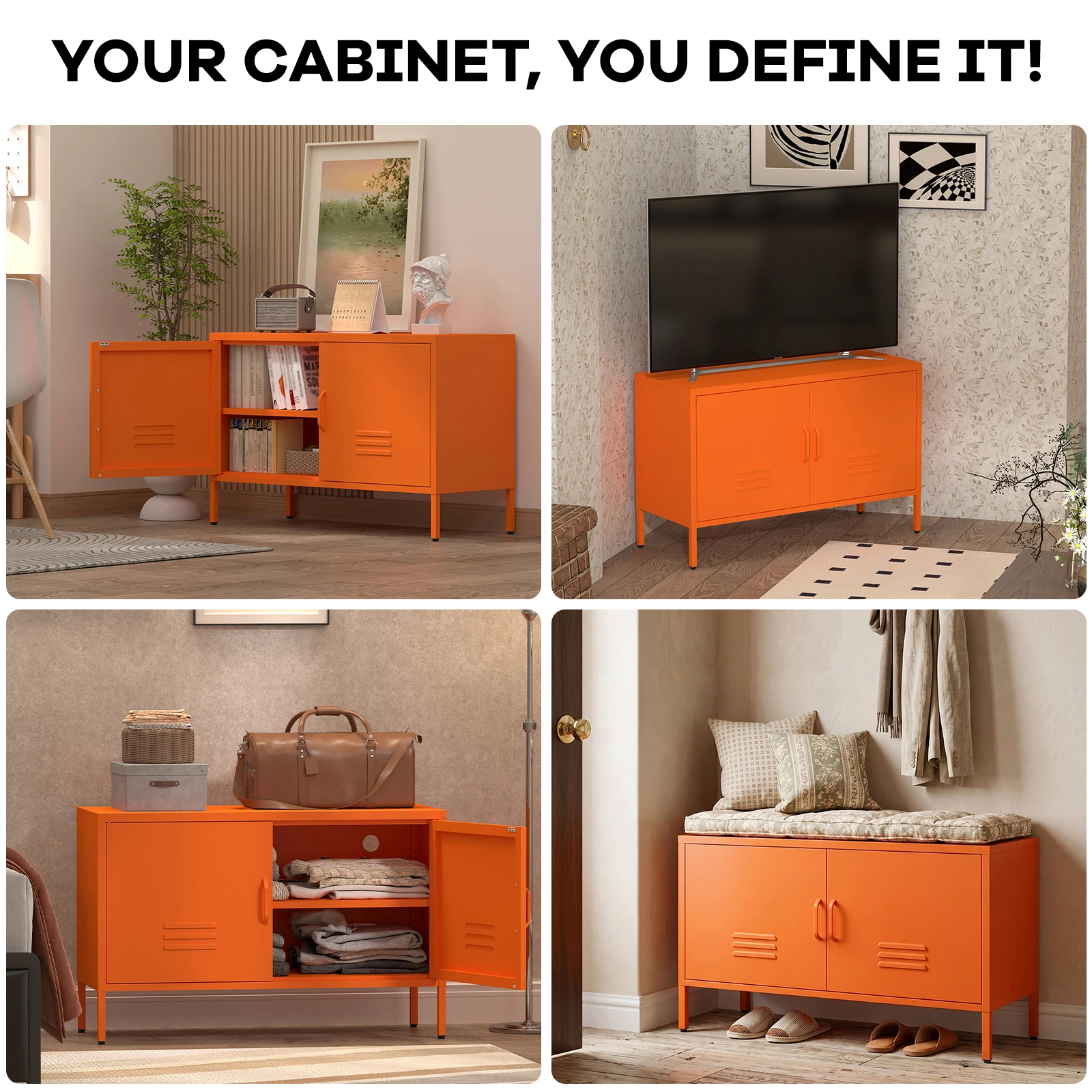 Bright Yellow Metal Storage Cabinet, Cheerful 39