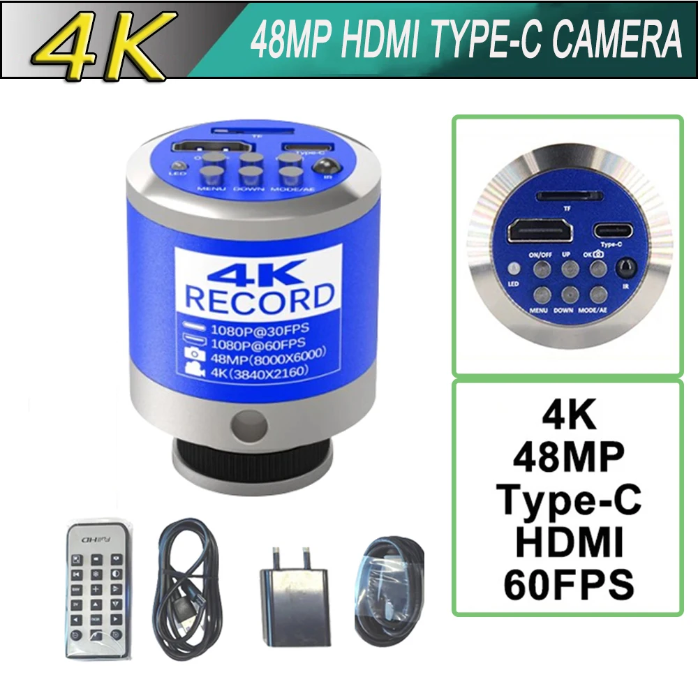 กล้อง13MP 4K/48MP/HDMI/Type-c/usb/vga กล้องจุลทรรศน์กล้องโซนี่คอมพ์1080P 30/60FPS สำหรับอุตสาหกรรม