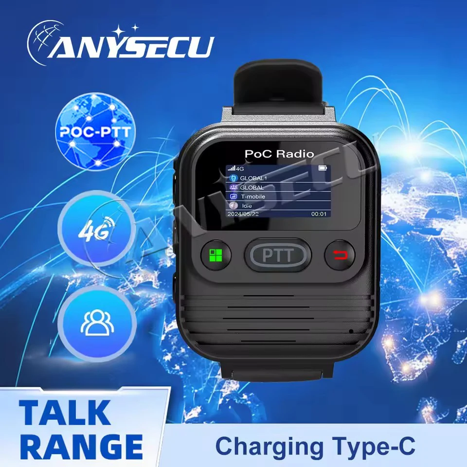 New Anysecu M2 4G Radio Watch PTT Direct Talk RTOS System Work With Global-PTT Mini LTE Walkie Talkie