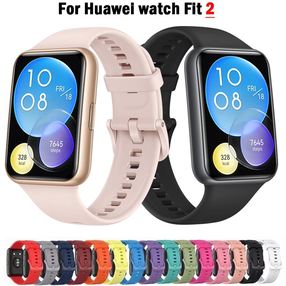 Correa de silicona para Huawei Watch FIT 2, correa de reloj inteligente, hebilla de metal, pulsera deportiva de repuesto, accesorios fit2