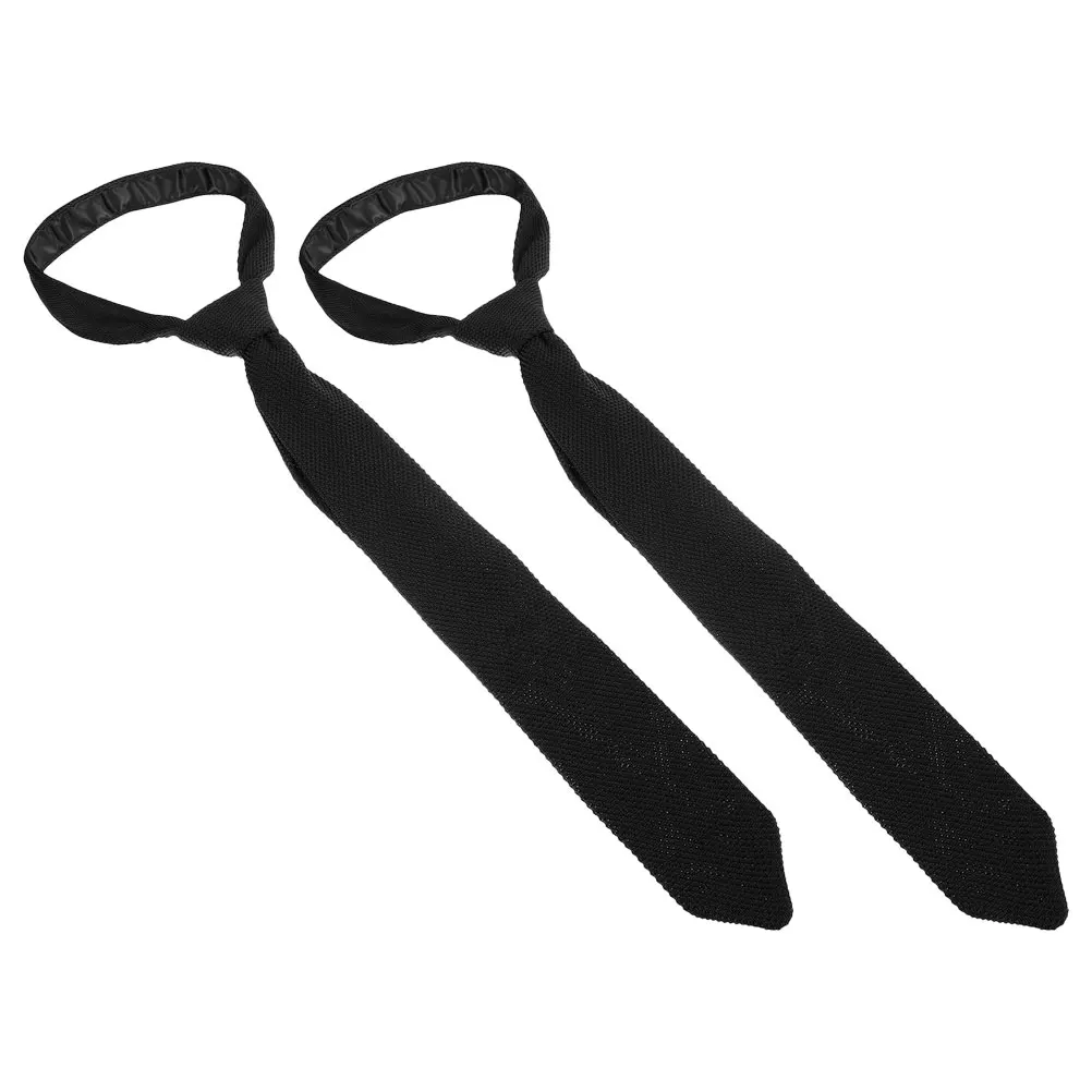 

2pcs Christmas Jacquard Necktie Black Pre-Tied Men'S Clip On Tie For Formal Business Elegant British Style Kids Toddler School