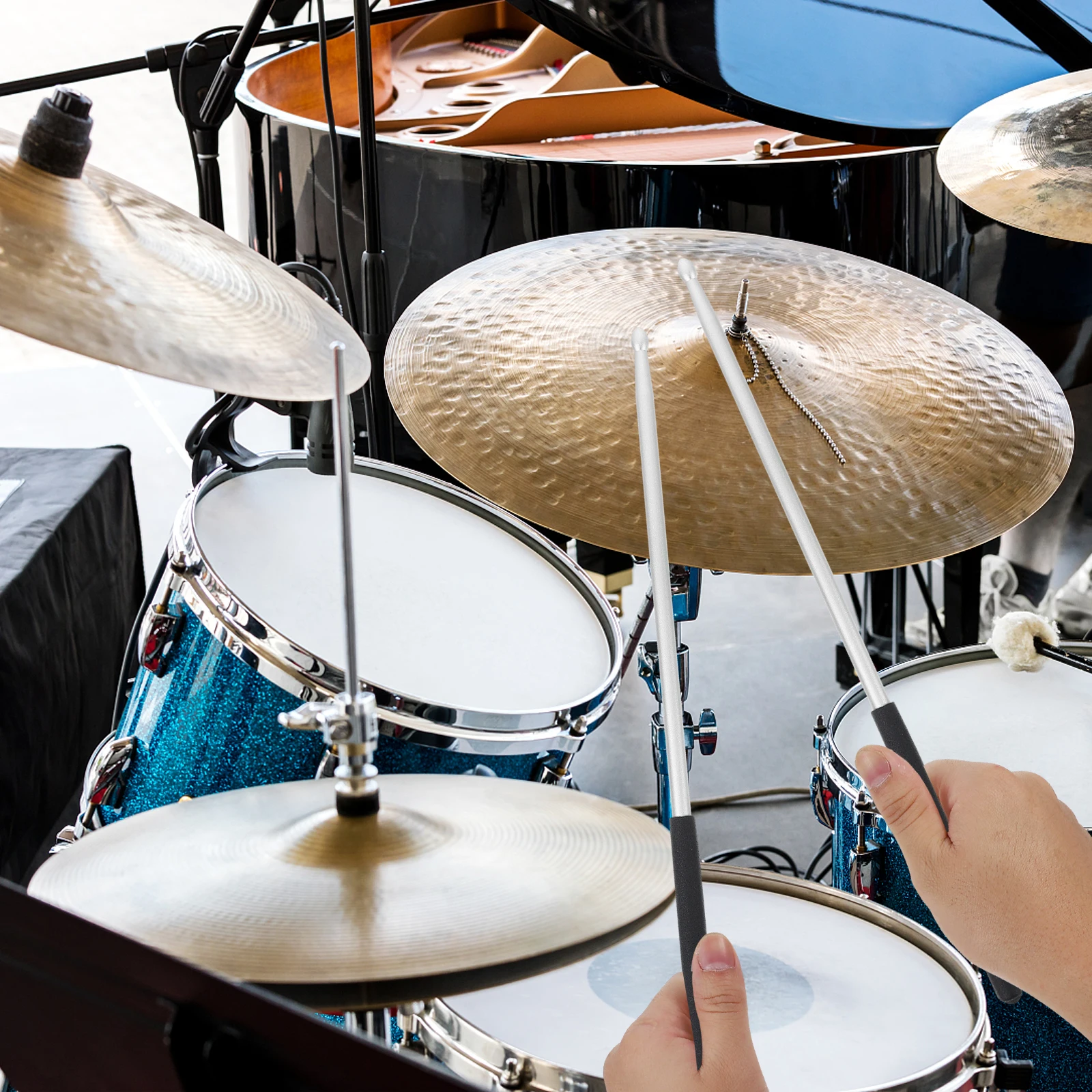 

Metal Drumsticks 40cm Aluminum Alloy Smooth Surface AntiSlip H Percussion Drum Tool Accessories Musical Instruments
