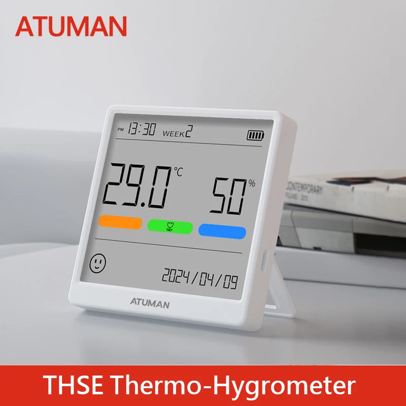 Duka THSE Temperature Humidity Meter Indoor Clock High-precision Digital Weather Stations Sensor for Home Type-C Rechargeable