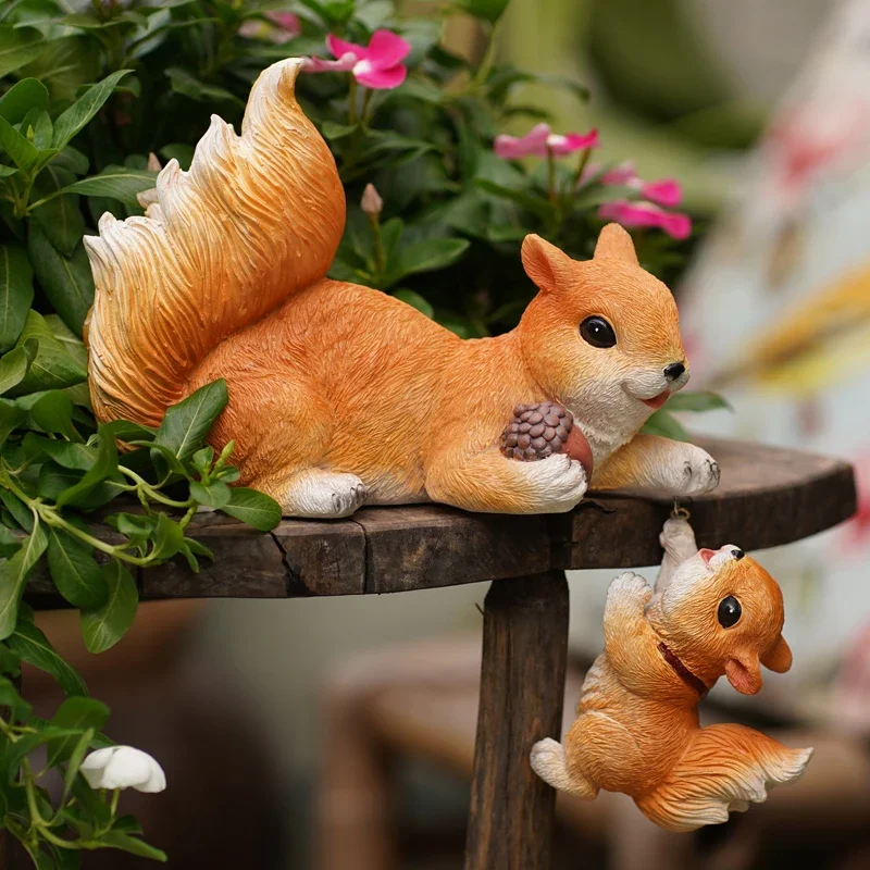 Squirrel Sculpture Handicraft Resin Room Desktop Courtyard Decoration Children's Ornaments