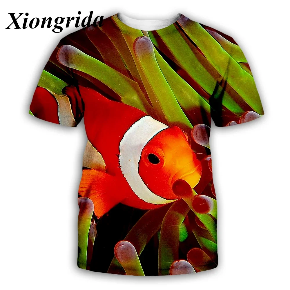 2024 Summer New Hot Clown Fish 3d Printed T-shirt Men's Casual Short Sleeve Tropical Fish Print Comfortable Breathable Top