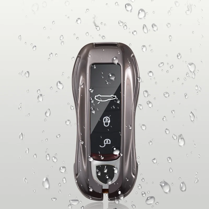 Funda de cuero para llave de coche, cubierta de Metal para Porsche Cayenne 958 911 Lepin 996 Macan Boxster Panamera 997 944 924 Panamera 718 971 9YA