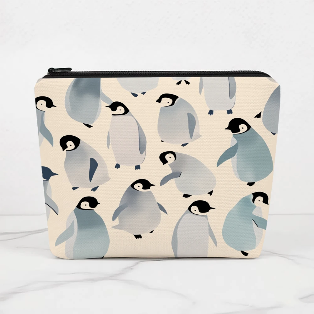 Penguin Pattern Print Design Art Makeup Bags for Girls Cosmetic Pouch Toiletry Bag Pencil Case Travel Storage