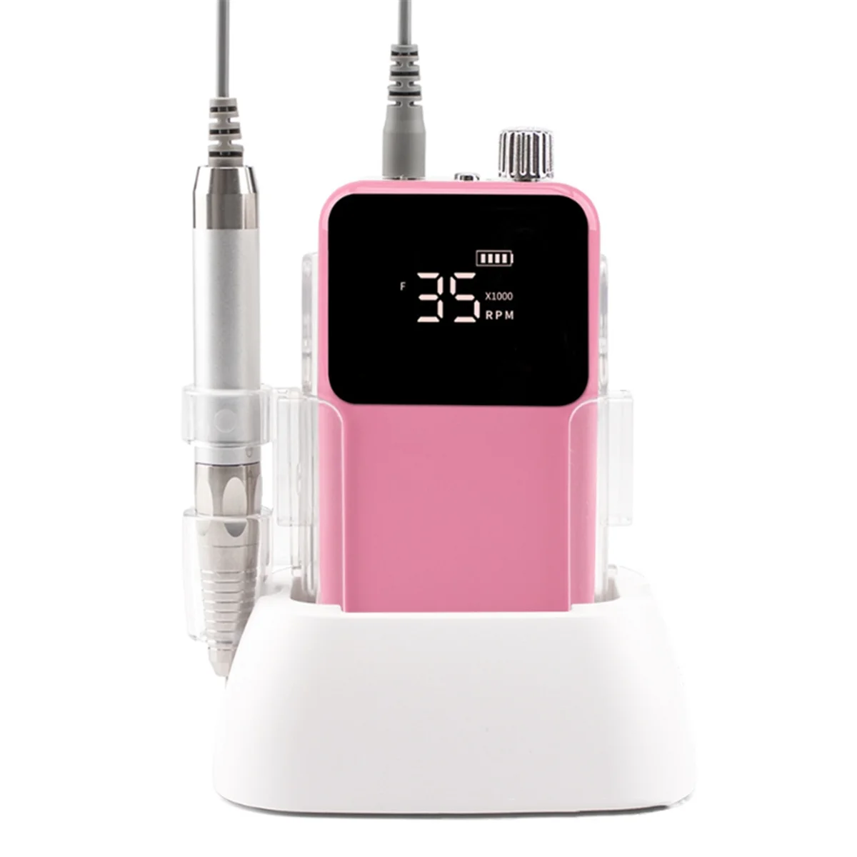N18R 직사각형 탁상용 무선 네일 드릴 머신 35000RPM 충전식 무선 매니큐어 전기 네일 그라인더 EU 플러그