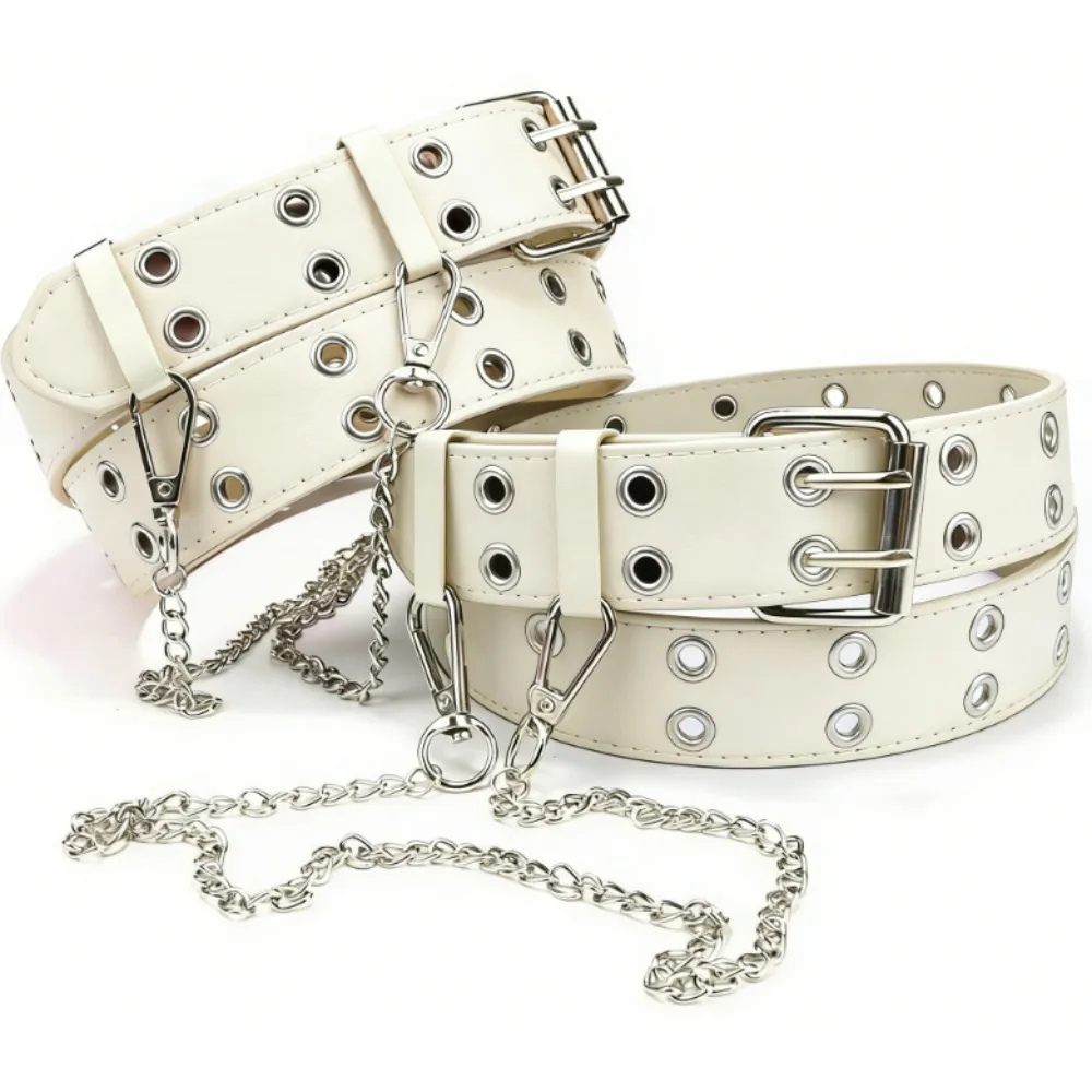 

Розовый ремень-цепочка в стиле панк для женщин, джинсовый ремень с металлическими люверсами в стиле Y2K, повседневный модный аксессуар