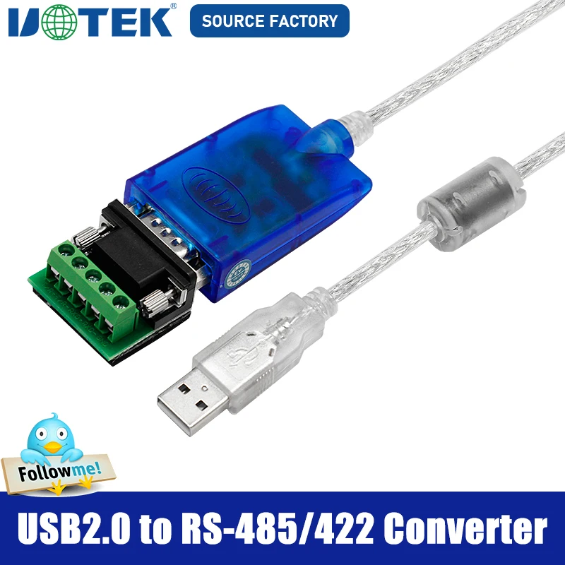 

UOTEK 1.5m 3m USB to RS-422 RS-485 Converter RS422 RS485 USB2.0 Cable DB9 Adapter Transparent with Chipset Magnetic Ring UT-890A