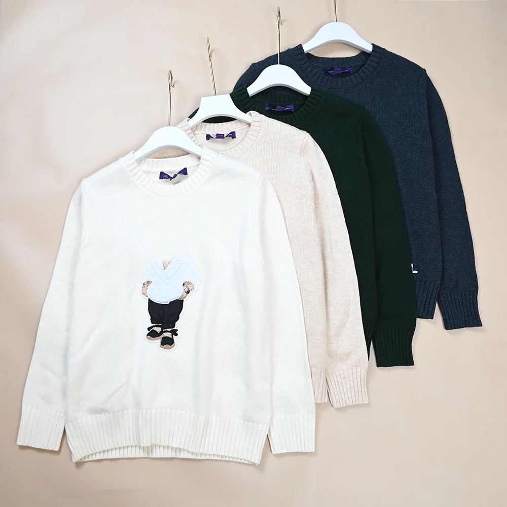 

Классический вязаный свитер с круглым вырезом, осенне-зимний, крупной вязки, с цветным узором, из хлопковой пряжи, женский...