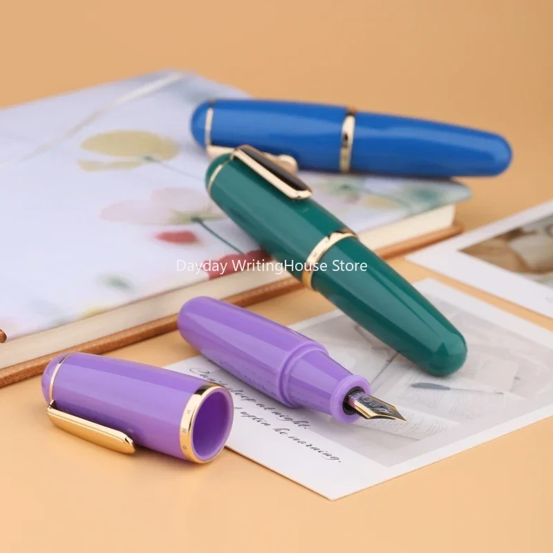 Majohn Q1 Mini Wood/Acrylic Transparent Pocket-Size Eyedropper Fountain Pen Iridium Long Knife Nib Portable Ink Writing Gift Pen