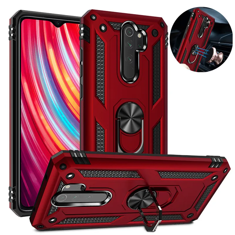 For Xiaomi Redmi Note 8 Pro Case Luxury Armor Magentic Silicone Phone Case for Xiomi Redmi 8 8A Silicone Car Holder Ring Cover