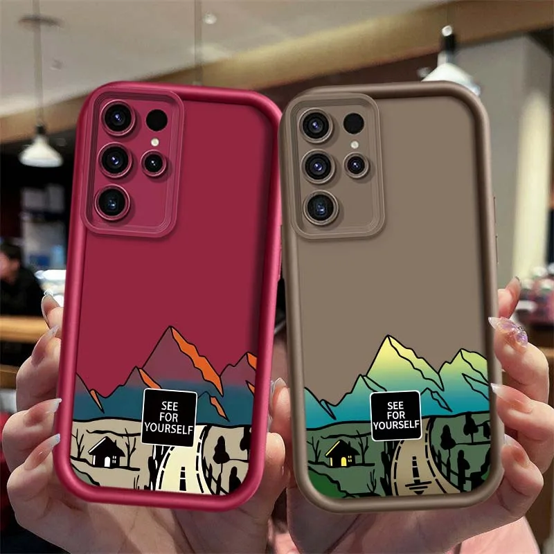 Cartoon Mountain Road Scene For Samsung Galaxy S26 S25 S24 S23 S22 S21 S20 Ultra Plus FE 5G Eye Ladder Phone Case Gift