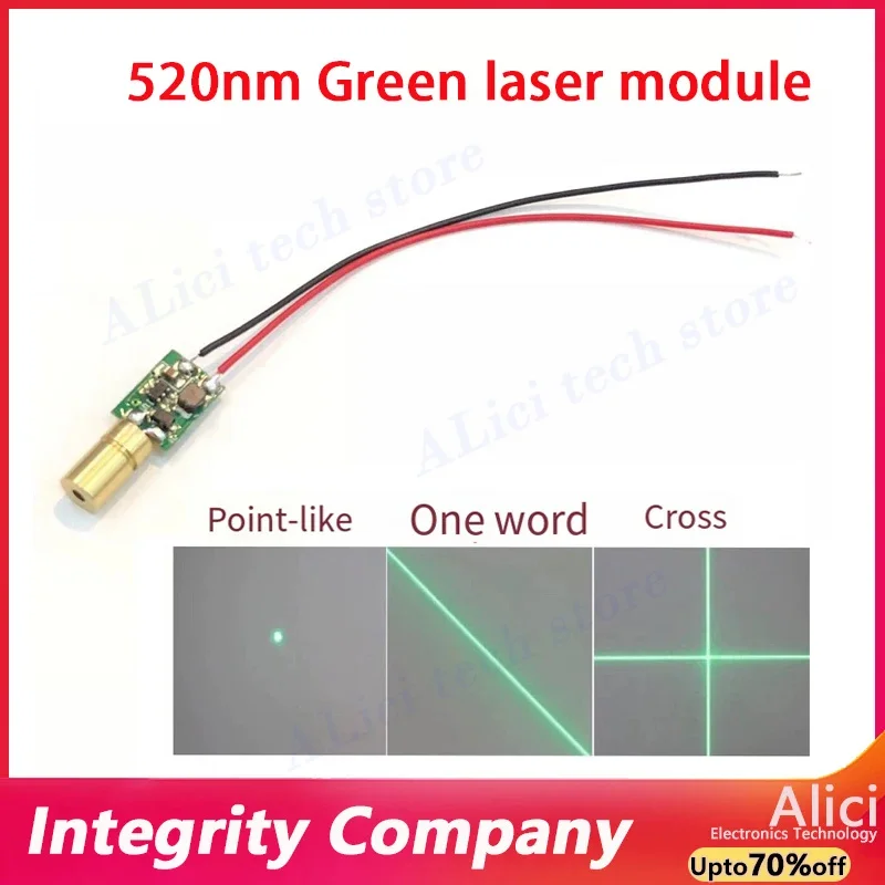 6mm green laser module dot shaped straight line cross line green laser head with adjustable focal length 520nm laser head