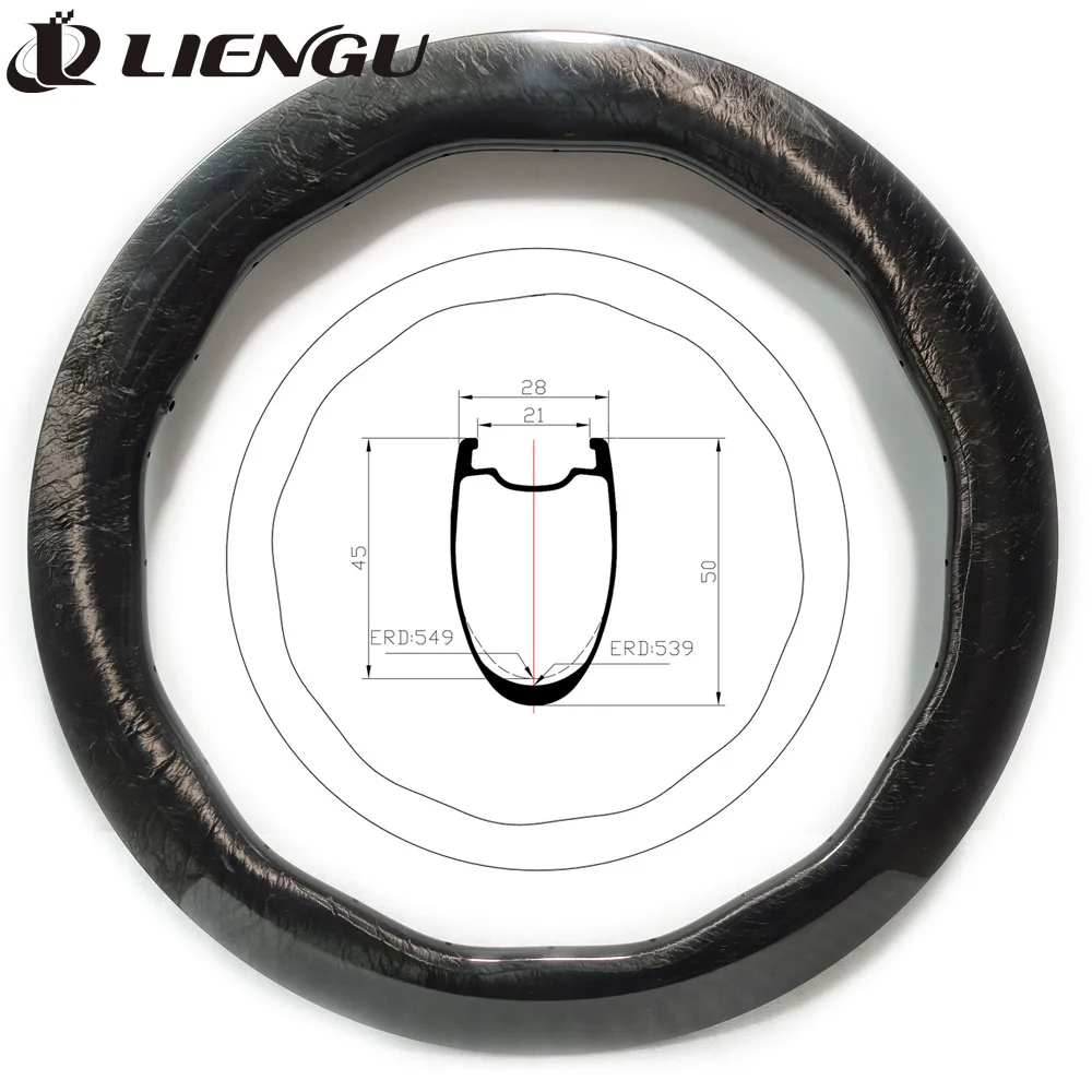 

420g 45mm 50mm Wave Shape Carbon Rim 700C Road Bike 28mm Width Disc Brake 24 Holes 700 Bicycle Wheel Tubeless 21mm Inner Width