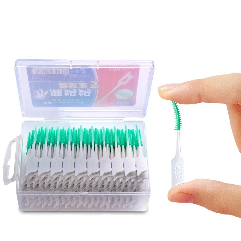 40/120pcs Interdental Silicone Brushes Dental Toothpicks Brush Between Teeth Silicone Toothpicks With Thread Oral Cleaning Tool