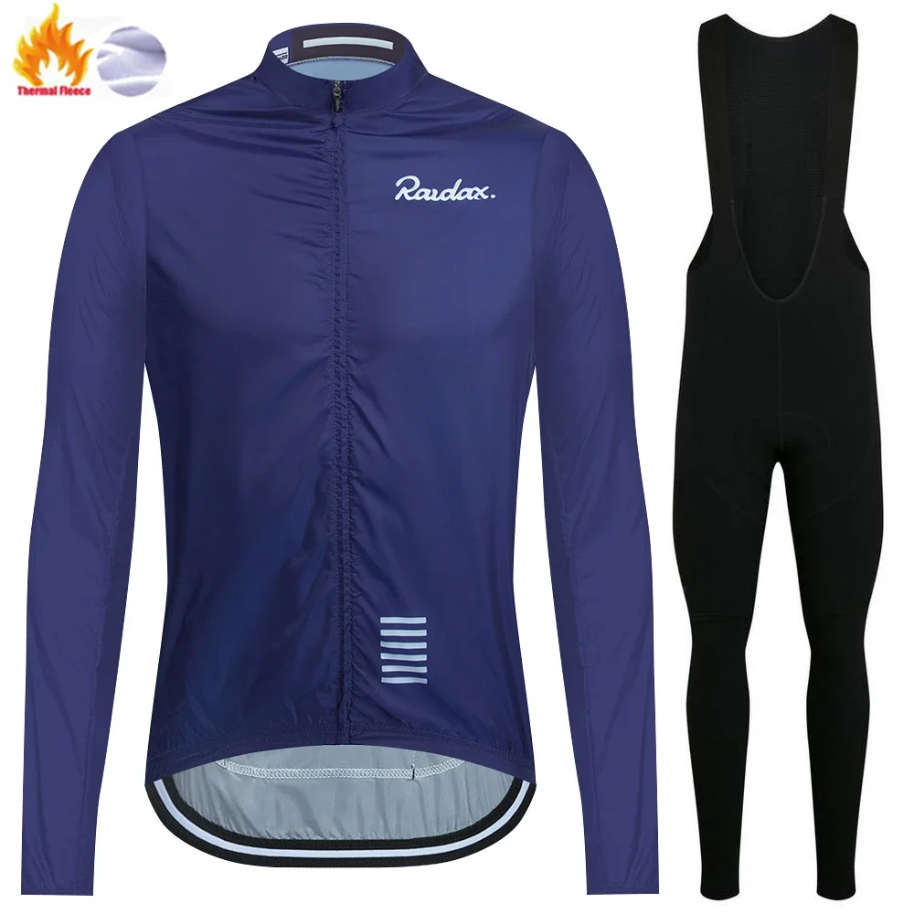 Raudax Autumn and Winter Windproof Fleece Men's Long Sleeve Suit Cycling Clothing Mountain Bike Warm Road Bike Sportswear Jacket view 3