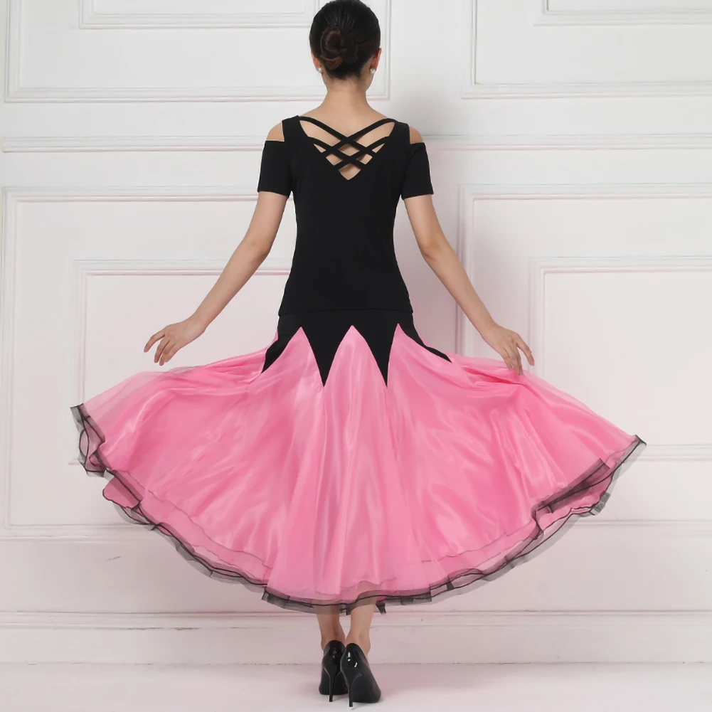 Pink Waltz Dress Short Sleeve Women's Ballroom Dresses Skirt Stage Performance Costume Slim Ballroom-competition-dresses Dancing