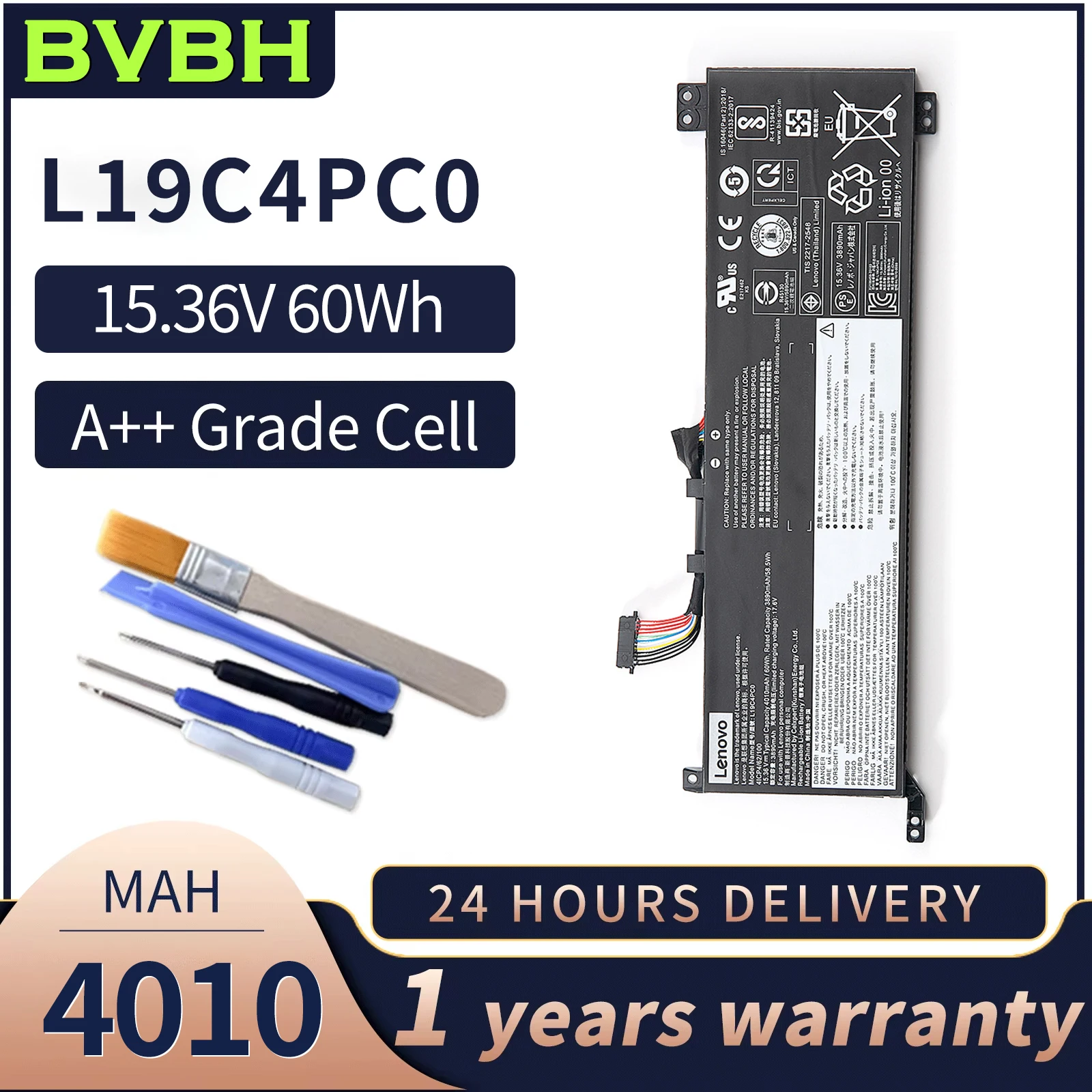 

BVBH L19C4PC0 Genuine 60Wh L19L4PC0,L19M4PC0 Battery For Lenovo SB10W86190,SB10W86191 Legion 5 15 15IMH05H Leg gion R7000