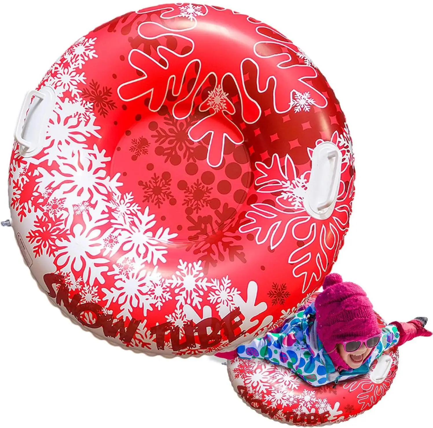 ألعاب رياضية شتوية خارجية سميكة زلاجات ثلجية شديدة التحمل مع مقابض زلاجات ثلج قابلة للنفخ للأطفال والكبار