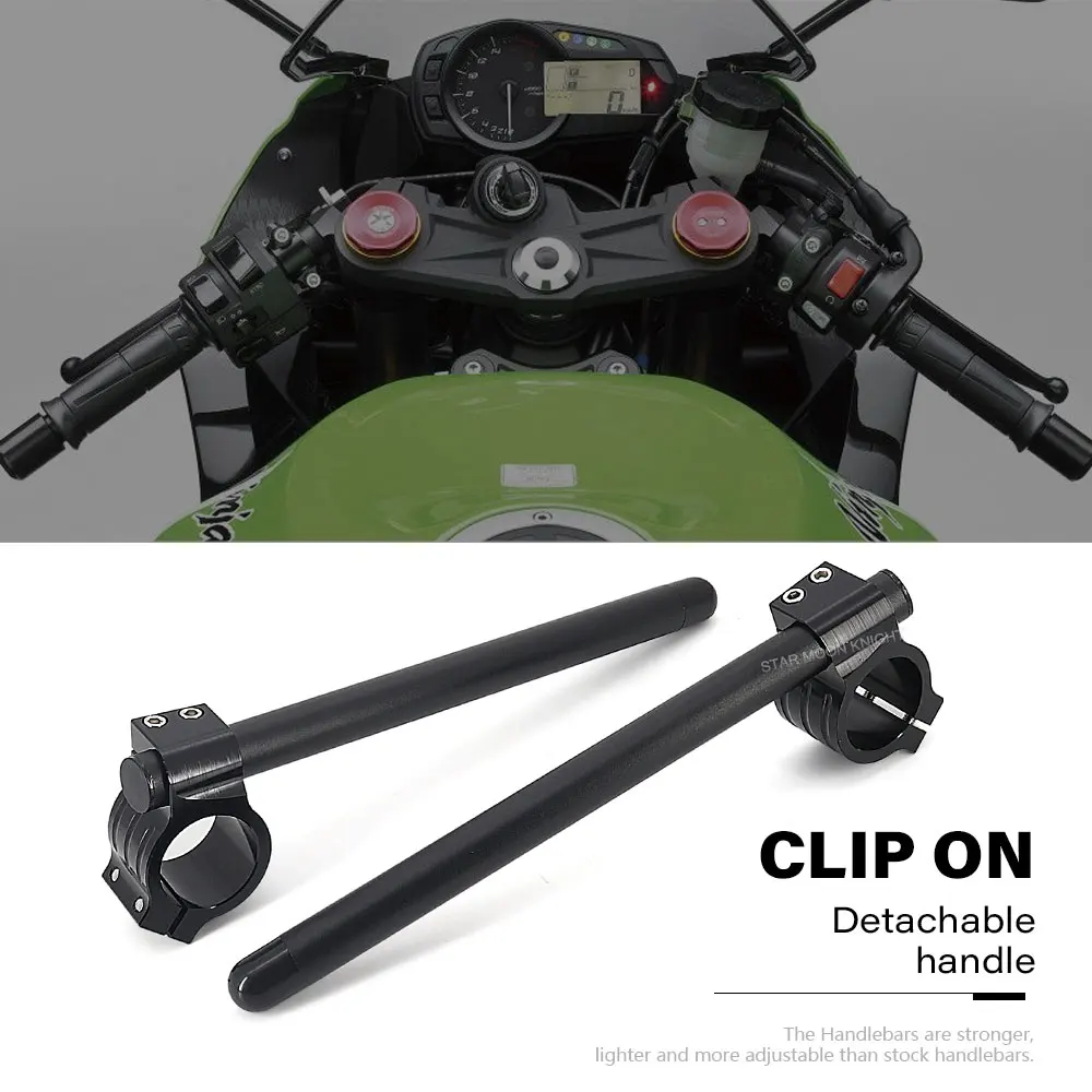 

Handlebar Clip On Fork Handle Bar For Kawasaki Ninja 250 300 400 636 ZX-6R ZX-7R ZX-9R ZX-10R EX250 EX500 ZX1400 ZX750 ZX900B