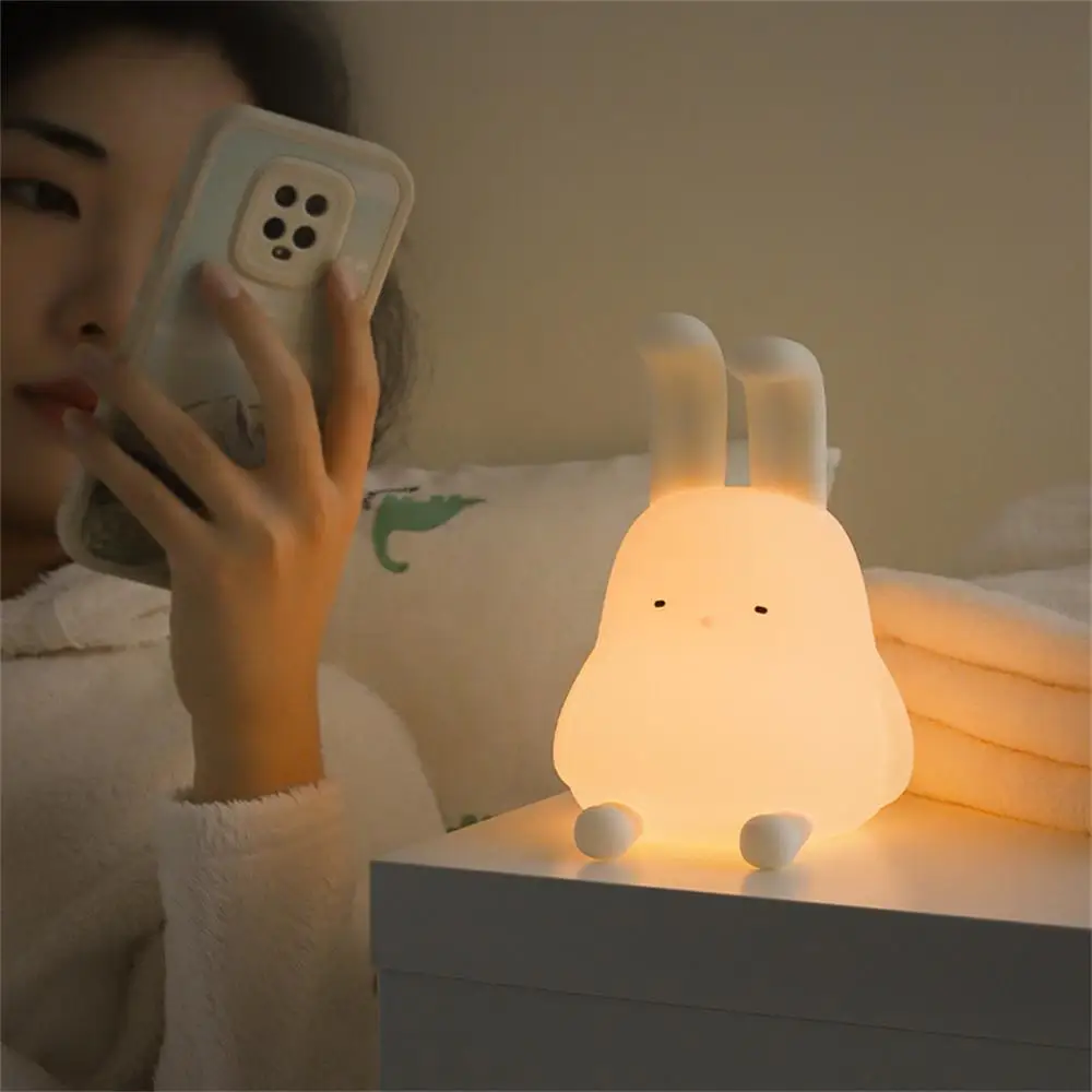 Clap The Lamp Timed Mobile Phone Holder Silicone Lamp Warm Light Nightlight Led Night Light Foldable Folding-eared Rabbit