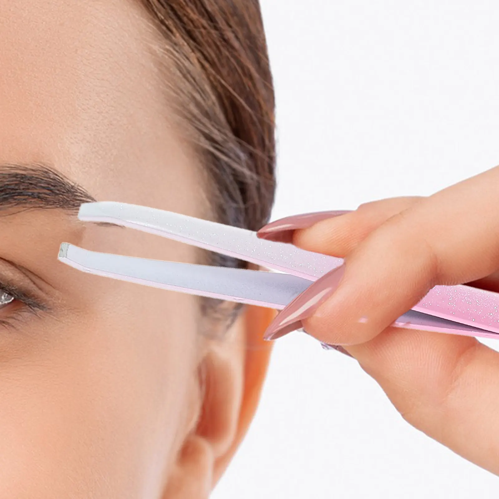 

4Pcs Slanted Tweezers for Eyebrows Stainless Steel Glitter Design Precision Brow Shaper Facial Hair Remover Travel Beauty Tool