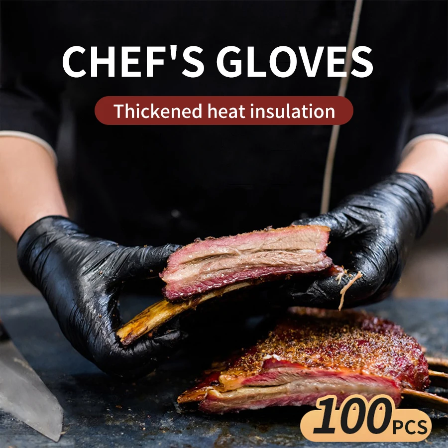 

Одноразовые нитриловые перчатки, черные утолщенные защитные перчатки длиной 5 мил, S/M/L, без латекса, без пудры, для очистки пищевых продуктов, для домашней уборки