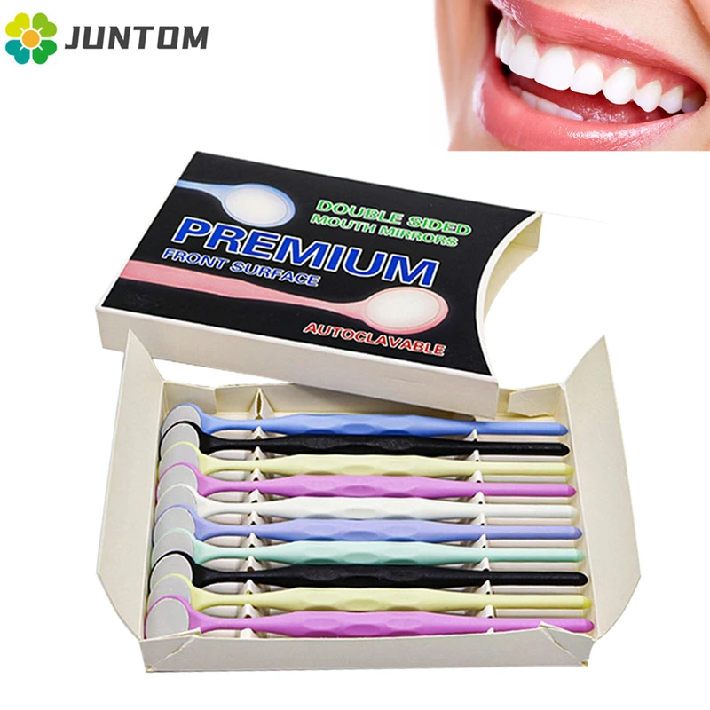 10Pcs Dental Double Sided Mouth Mirrors Autoclavable Premium Front Surface Exam Reflector Tooth Whitening Dentistry Materials