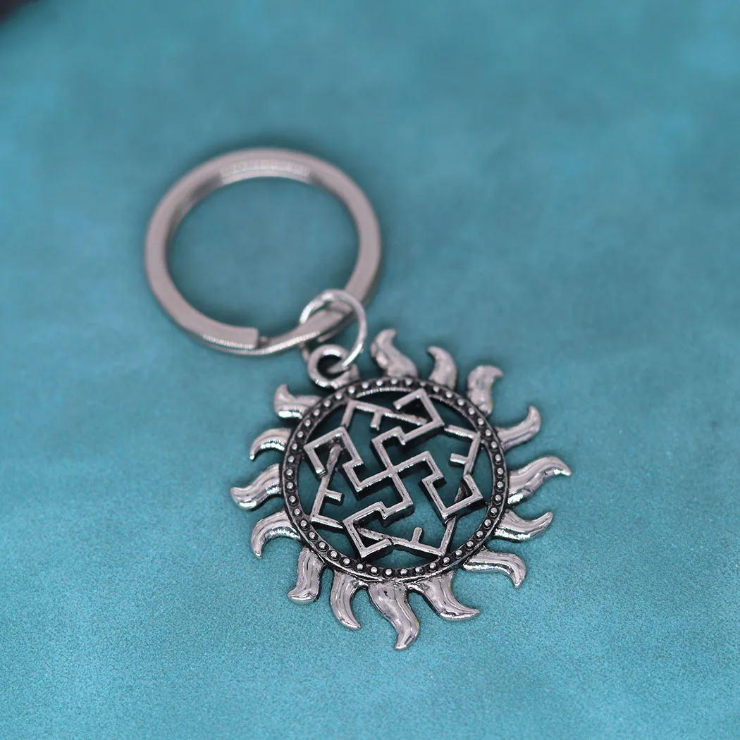 

Vintage Valkyrie Symbol Scandinavian Amulet Keychain Slavic Wheel Pendant Key Chains Talisman Viking Jewelry Keyring