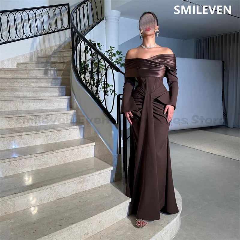 Smileven Mermaid Off Shoulder Prom Dress Sexy Long Sleeves Evening Gowns Backless Cocktail Party Dresses Customized Gift 2025