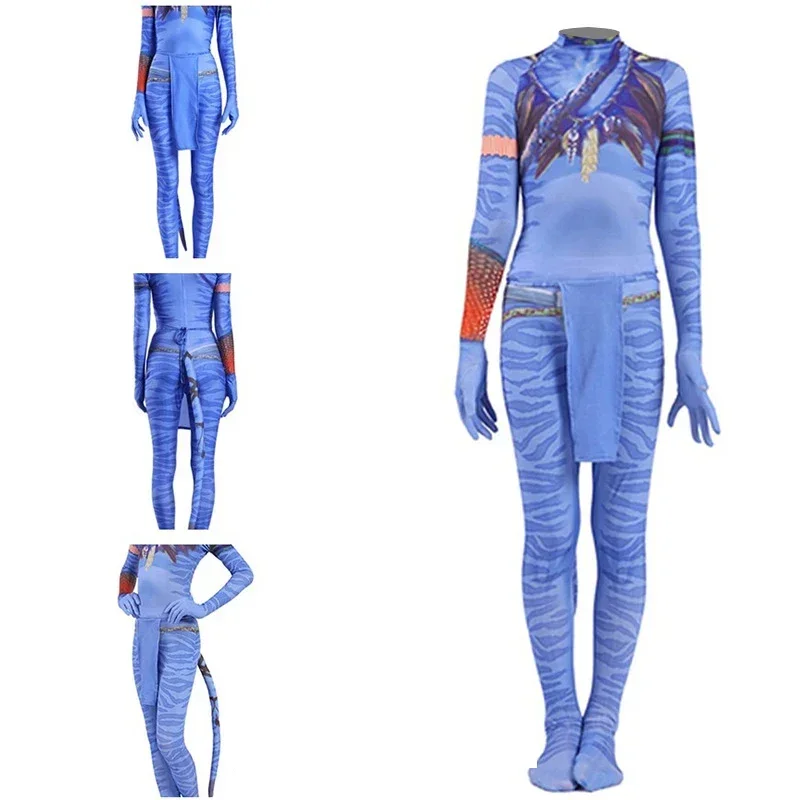 Avatar 2 Cosplay Costume Movie Jake Sully Neytiri Bodysuit Suit Zentai Jumpsuits Halloween Party Costume For Women Men Girls K J