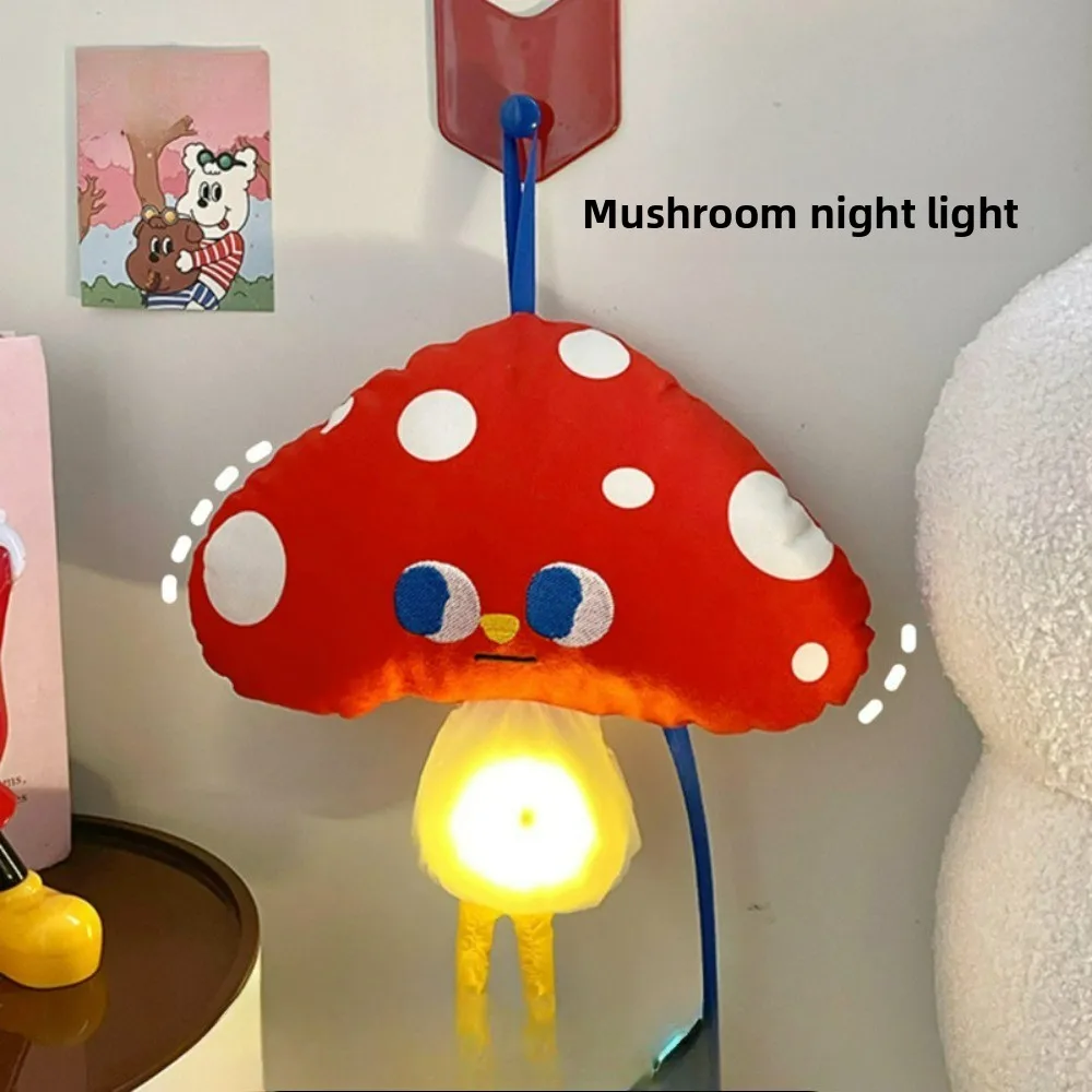 Mushroom Night Light Dopamine-Inspired Ambient Lamp Hanging Decor Light for Kids Bedroom Sleep Companion Bedside Pendant Light