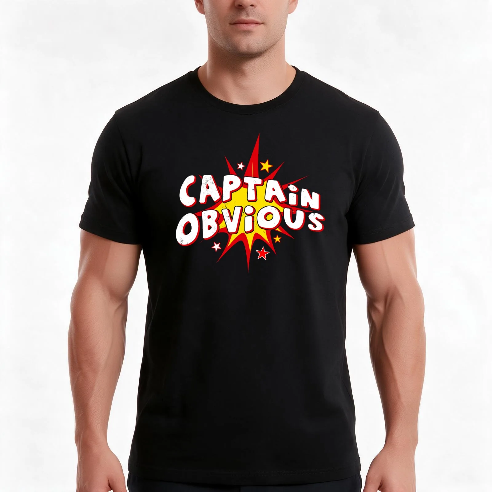 Captain Obvious T-Shirt, Summer Casual Cotton Tee, Oversized Streetwear Tops, Vintage Graphic Print, Loose Fit Short Sleeve