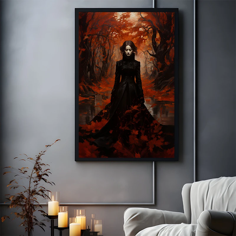 Classic Horror Halloween Skull Vampire Black Crow Dark Academia Fashion Retro Poster Canvas Painting Wall Art Picture Home Decor