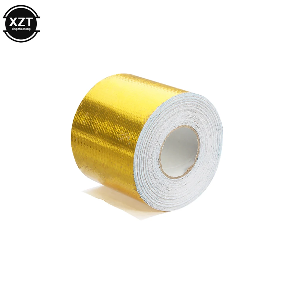 5/10M 2'' Gold Thermal Exhaust Tape Air Intake Heat Insulation Shield Wrap Reflective Heat Barrier Self Adhesive Engine