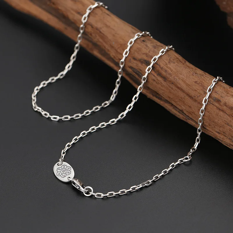 

S925 sterling silver fashionretro jewelry 2mm six-character mantra small brand thin taijiao chain men's and women's necklace