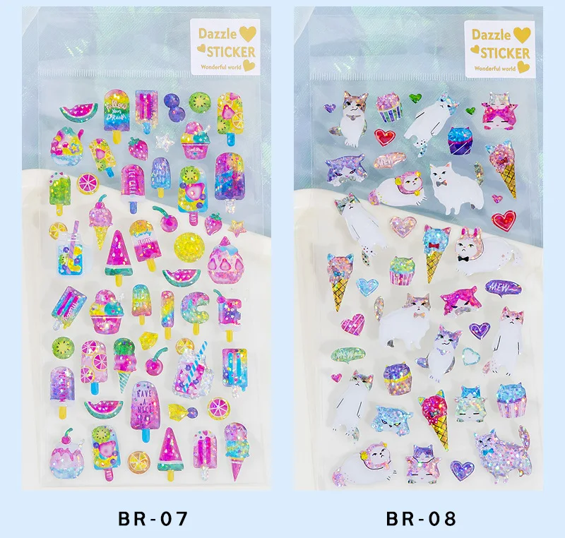 Bunte Kinderaufkleber Mädchen Geburtstagsgeschenke 3D Laser Funkelndes Einhorn Tier Süßigkeiten Aufkleber Scrapbook Dekoration Schulbedarf – Detail 10