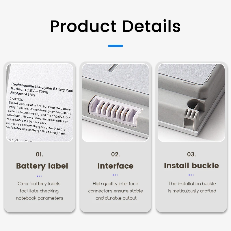 Bateria do portátil for Apple MacBook Pro, A1189, 10.8V, 70Wh, 17 