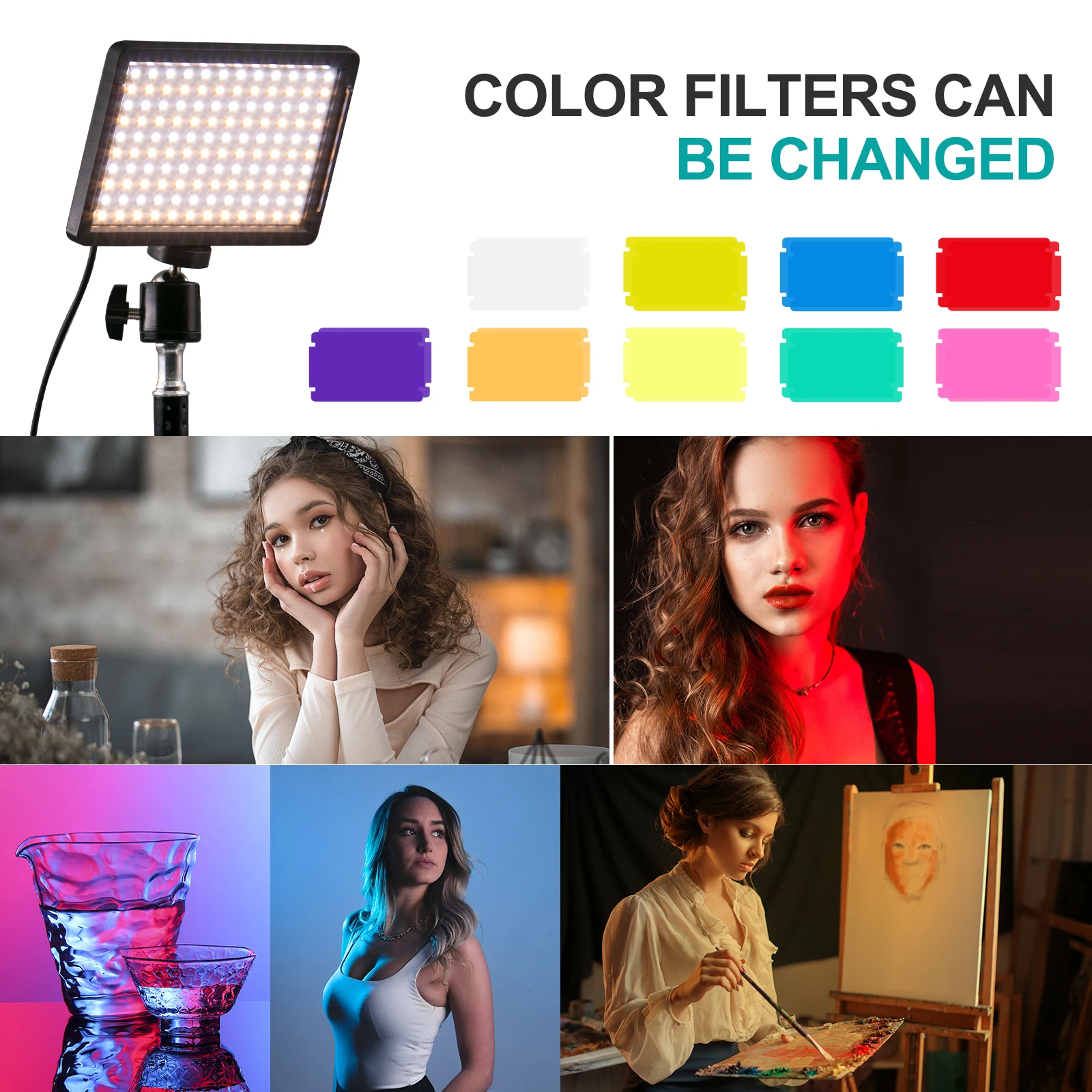LED Video Light Dimmable Selfie Fill Lamp Bi Color Photography Lighting With Tripod Stand USB Panel Lamp Kit for Studio Shooting
