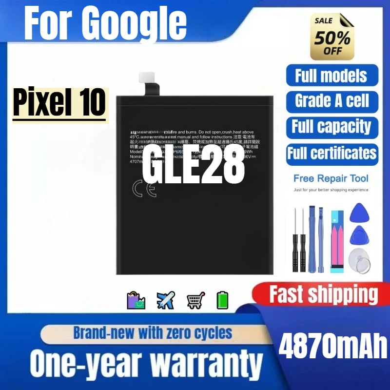 

GLE28 for Google Pixel 10 Pro Phone Battery 0 Cycle High Quality High Capacity Replacement Bateria Grade A Cell with Tools