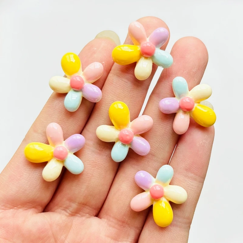 12 pieces of Kawaii shiny five petal flower series resin handmade DIY jewelry gifts hair clip accessories A153