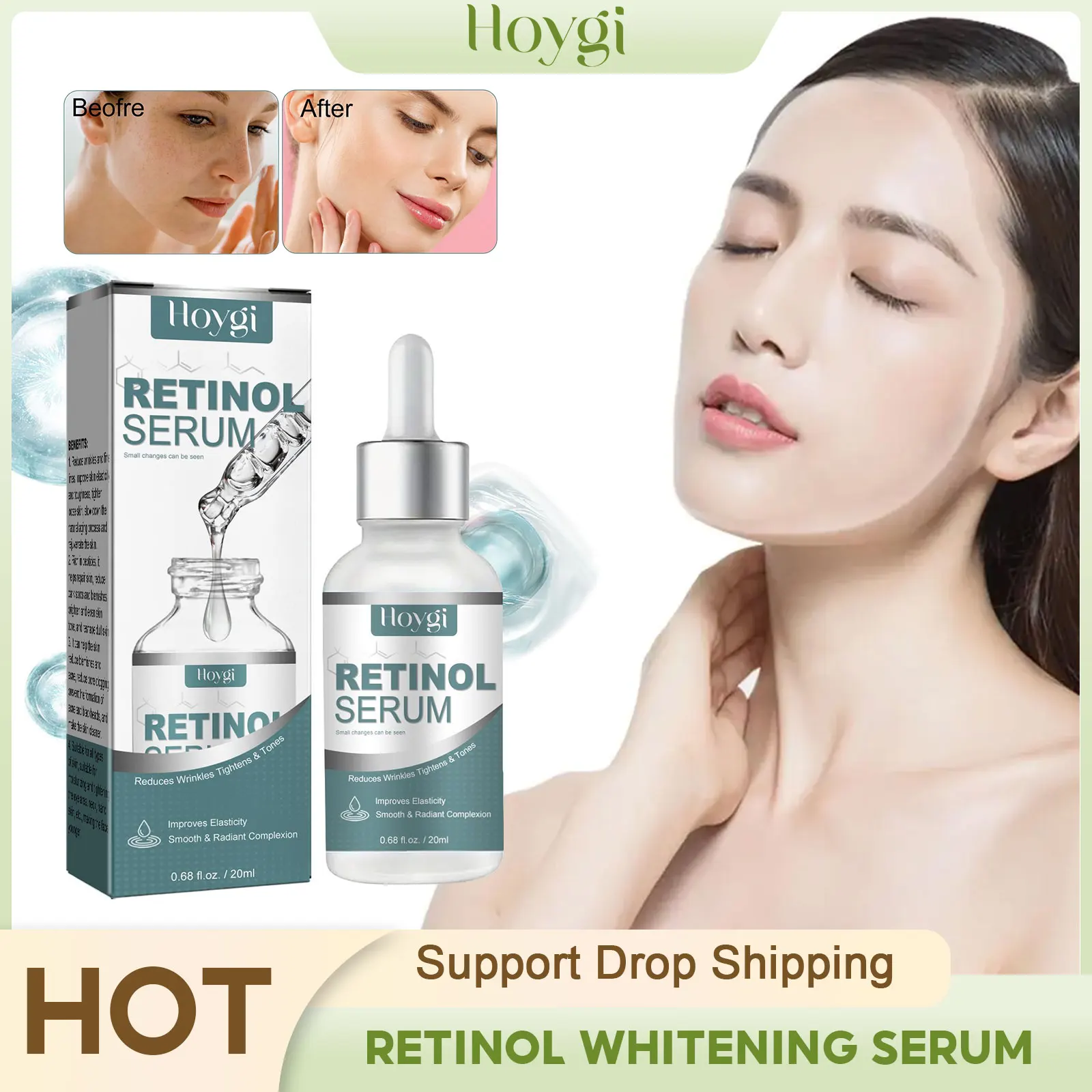 

Retinol Whitening Serum Reduce Blemishes Dark Spot Wrinkle Removal Lighten Pigmentation Brightening Hydrating Anti Aging Essence