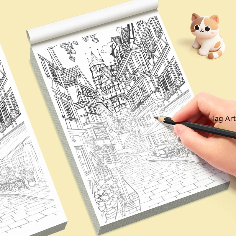An Adult Deep Release Focused Healing Hand Drawn Graffiti Book, Animal/flower/girl/mandala and Other Themes, 24 Pages