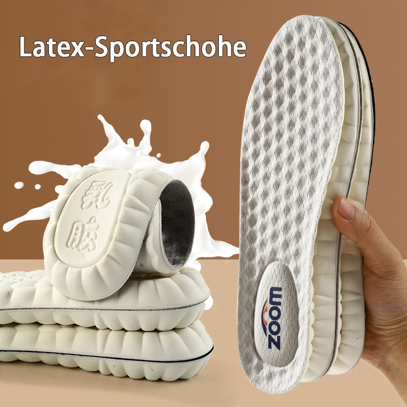 super soft Latex elastic insoles breathable anti-odor insole shock-absorbing soles men's Running sports insoles 1pair