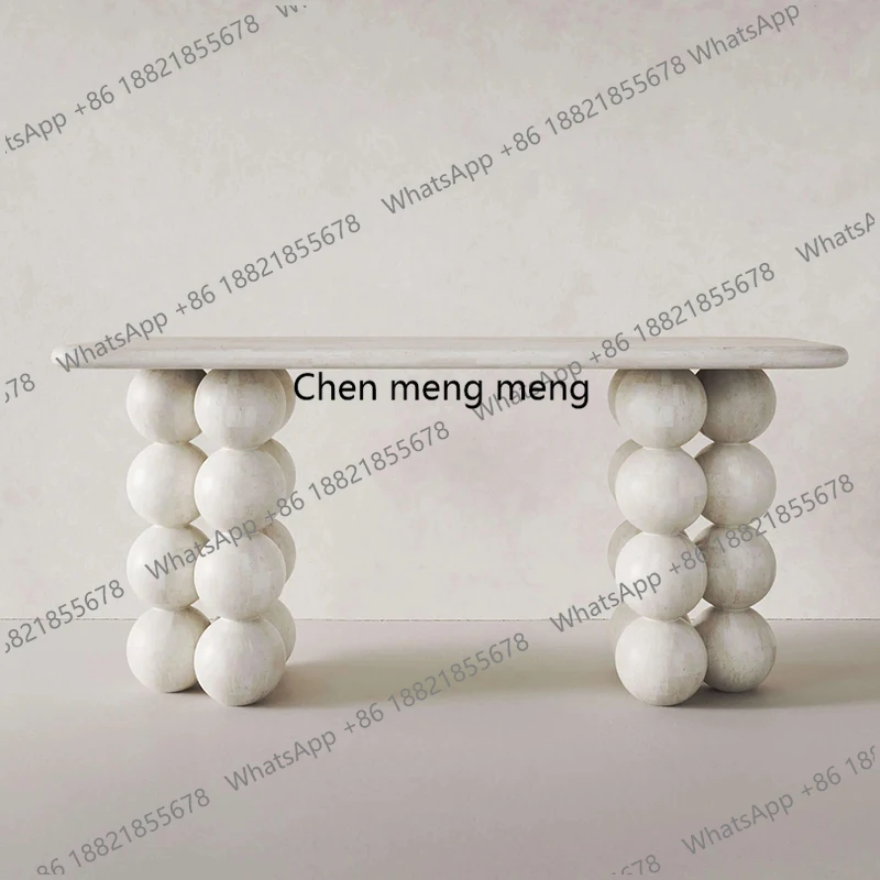 Natural travertine entrance table designer light luxury high sense home entrance foyer table