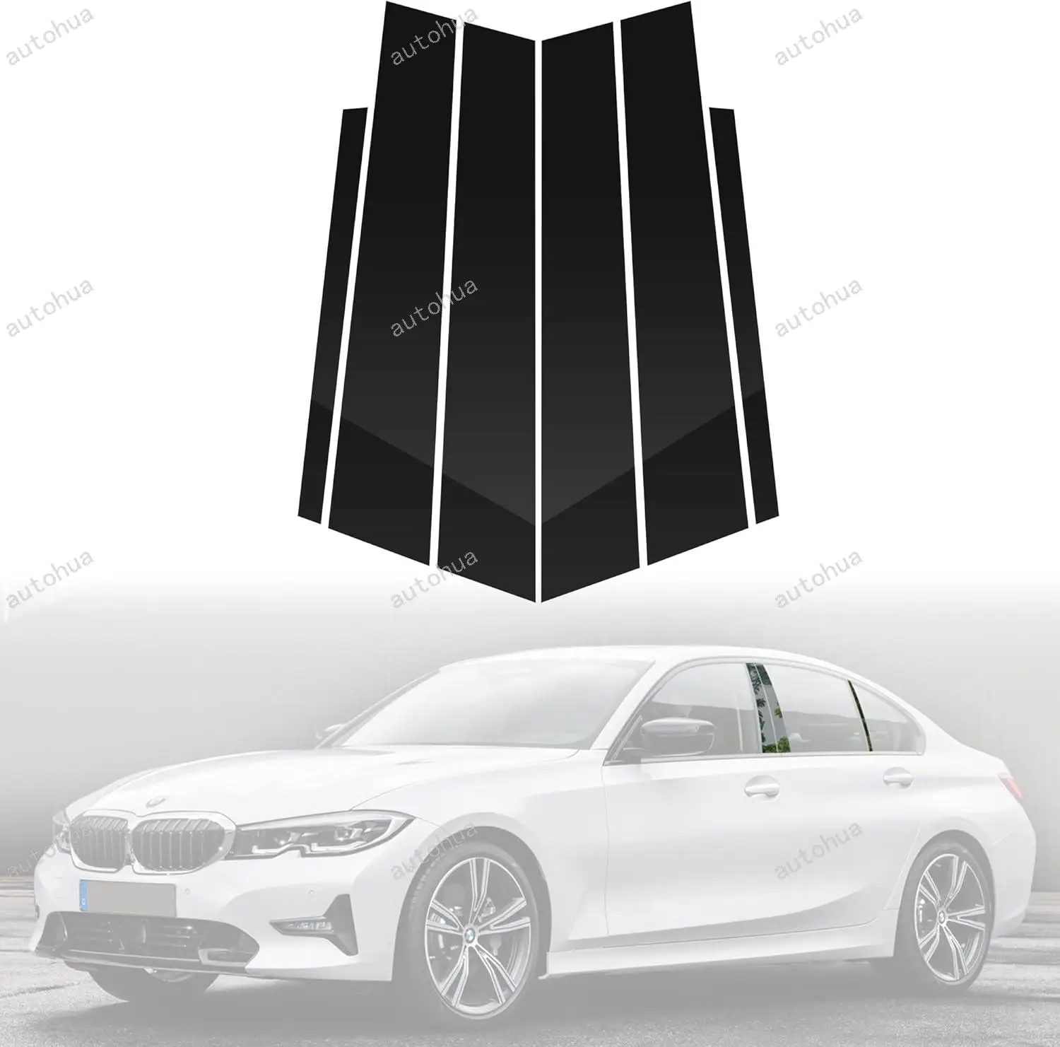 عمود الباب آخر الكسوة لسيارات BMW F30 2013-2019 الجانب الباب عمود المضادة للخدش لامعة ملصقات الكمبيوتر غطاء القوالب 6-قطعة #1